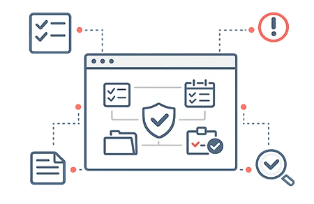 Centralized QMS view showing projects, quality events, documents, approvals, and evidence connected in one coherent, traceable system.