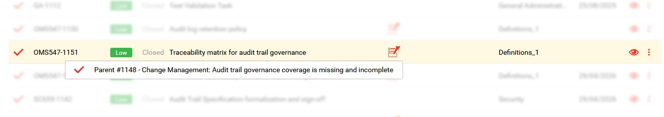 CAPA record linked to source event showing traceability in a medical device QMS